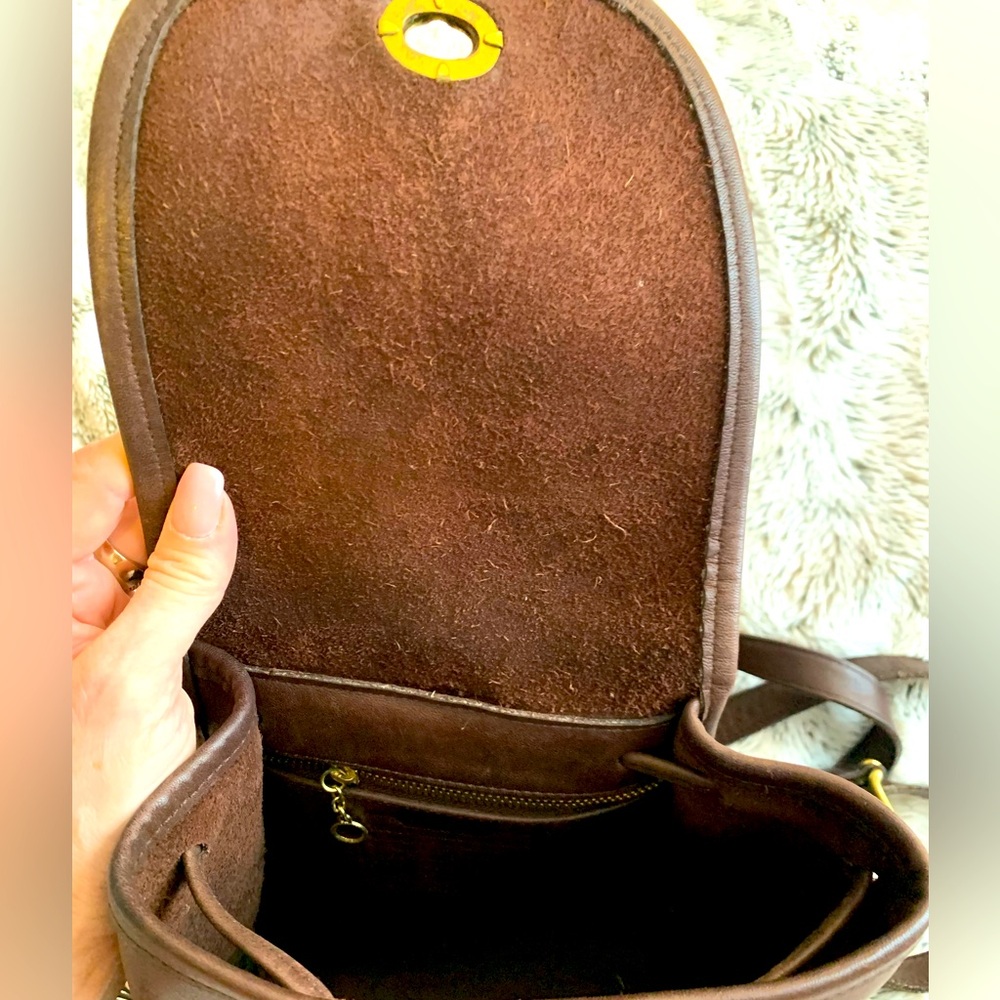COACH VINTAGE BROWN LEATHER DAYPACK /BACKPACK MINI 9960 EUC BARELY USED 8”9”5” - Picture 6 of 7